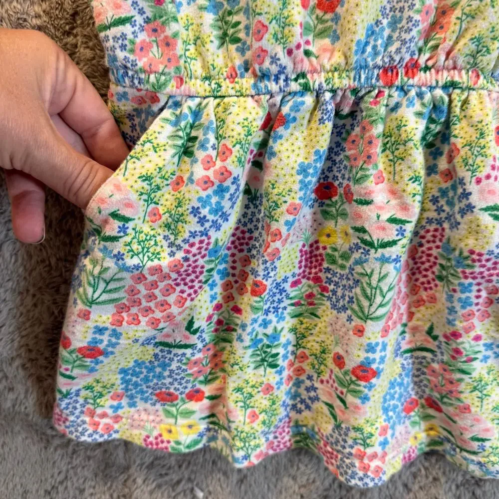 Gymboree Floral Drop Waist Terry Sweatshirt Dress Pockets Girls M 7 8